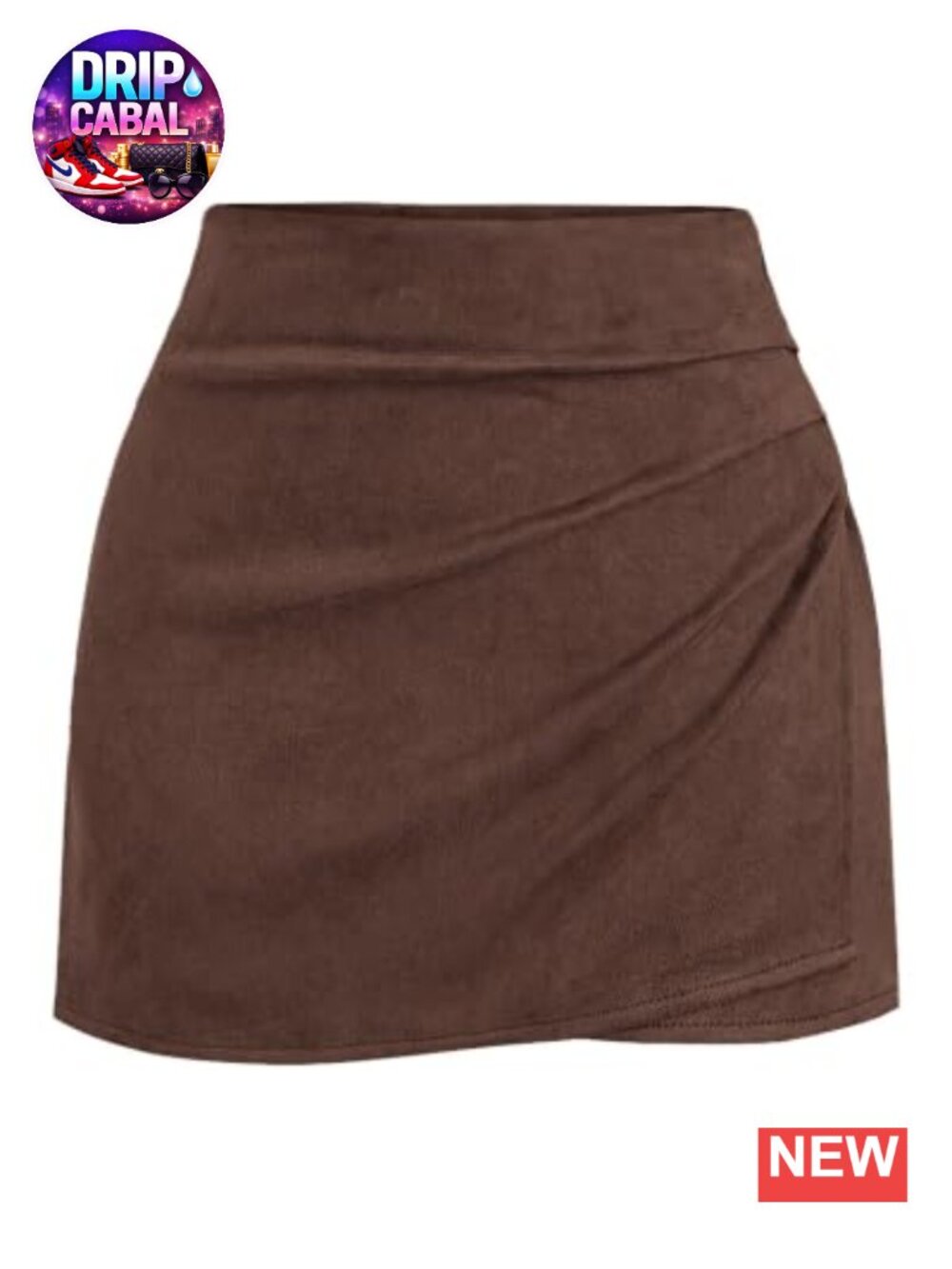 Faux Suede Mini Skirt for Women Wrap Ruched Skort